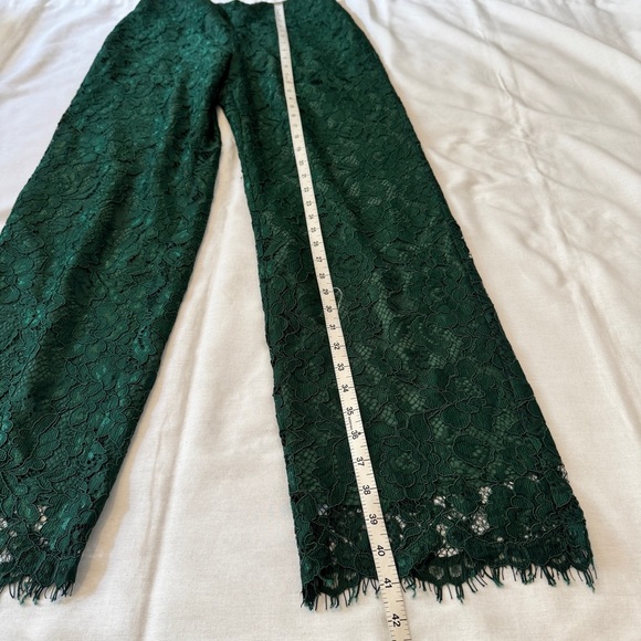 NEW Soft Surroundings Small Green Lace Wide Leg Full Length Pants Festive - Picture 6 of 9